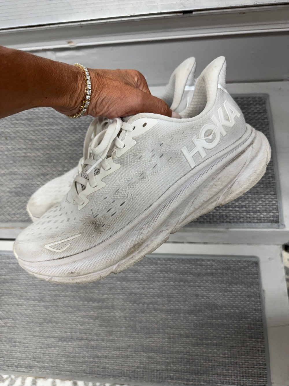 Hoka Women's White Athletic Running Shoes - Picture 3 of 5